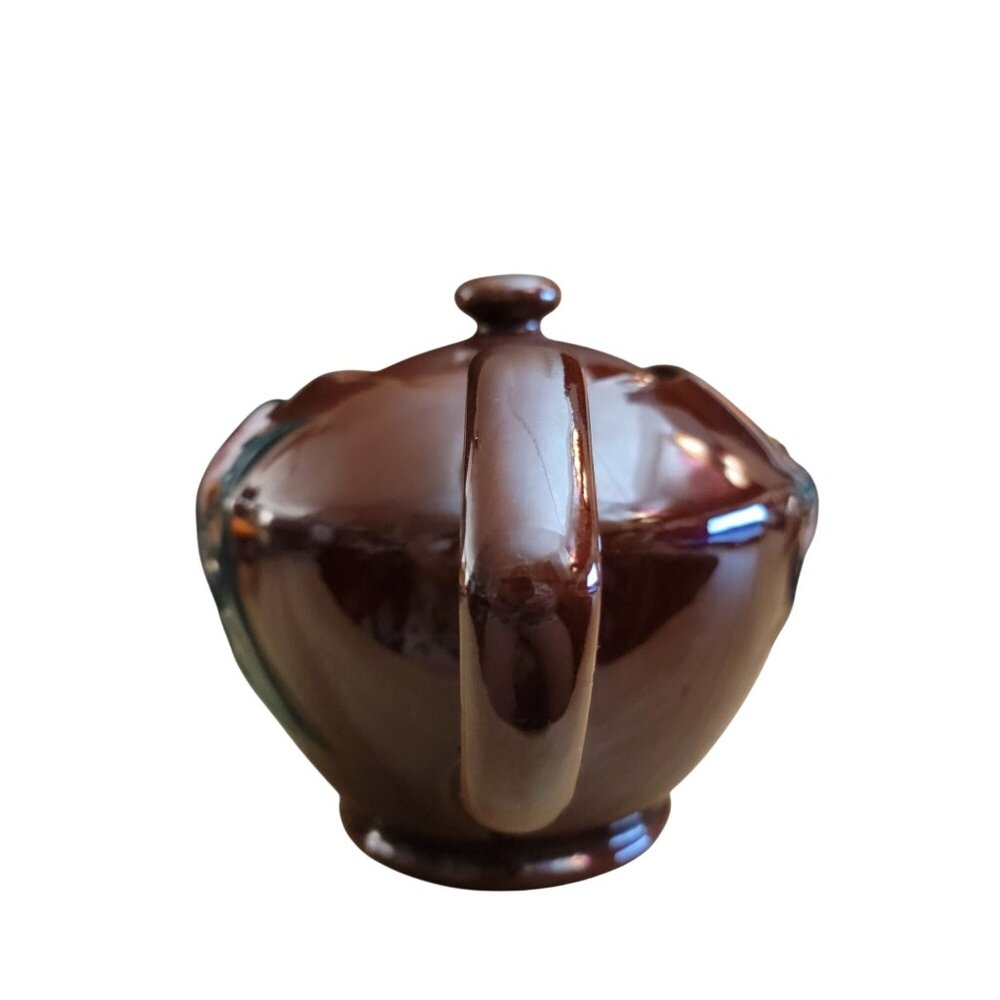 Vintage Brown Floral Ceramic Teapot Made in Japan Raised Flower Design - Picture 2 of 9